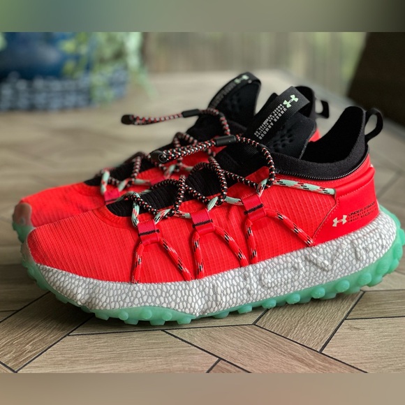 Under Armour Hovr Fat Tire Neon Red and Black Athletic Shoes - Picture 3 of 15